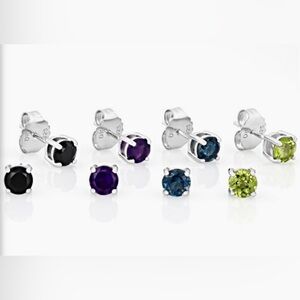 JTV Multi-Gemstone Silver Stud Earrings